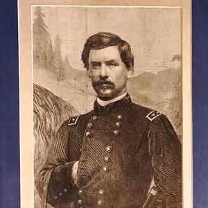 1861 General George McClellan Original Woodblock Engraving Civil War Frame-Ready