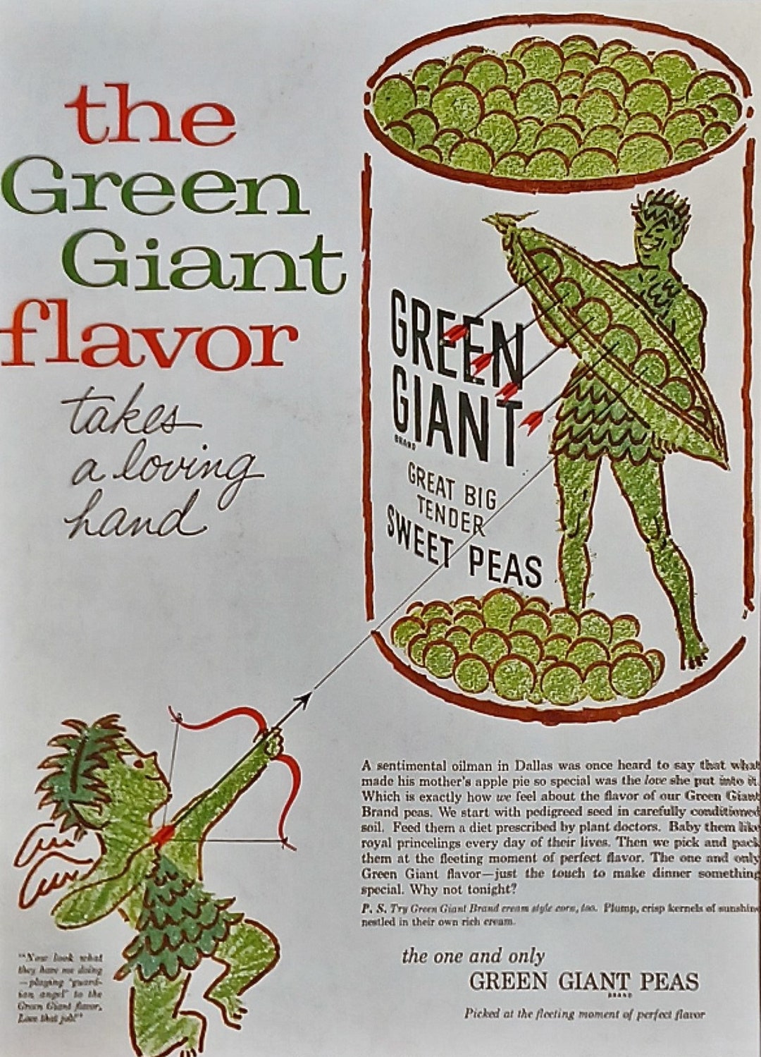 1951 Green Giant Peas Ad With Sprout Matted Vintage 11x14 Etsy