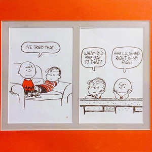 Impresión vintage de Peanuts de Charlie Brown de 1967, 8 x 10, con paspartú