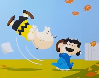 Charlie Brown & Lucy Football Matted Peanuts 11x14 Print