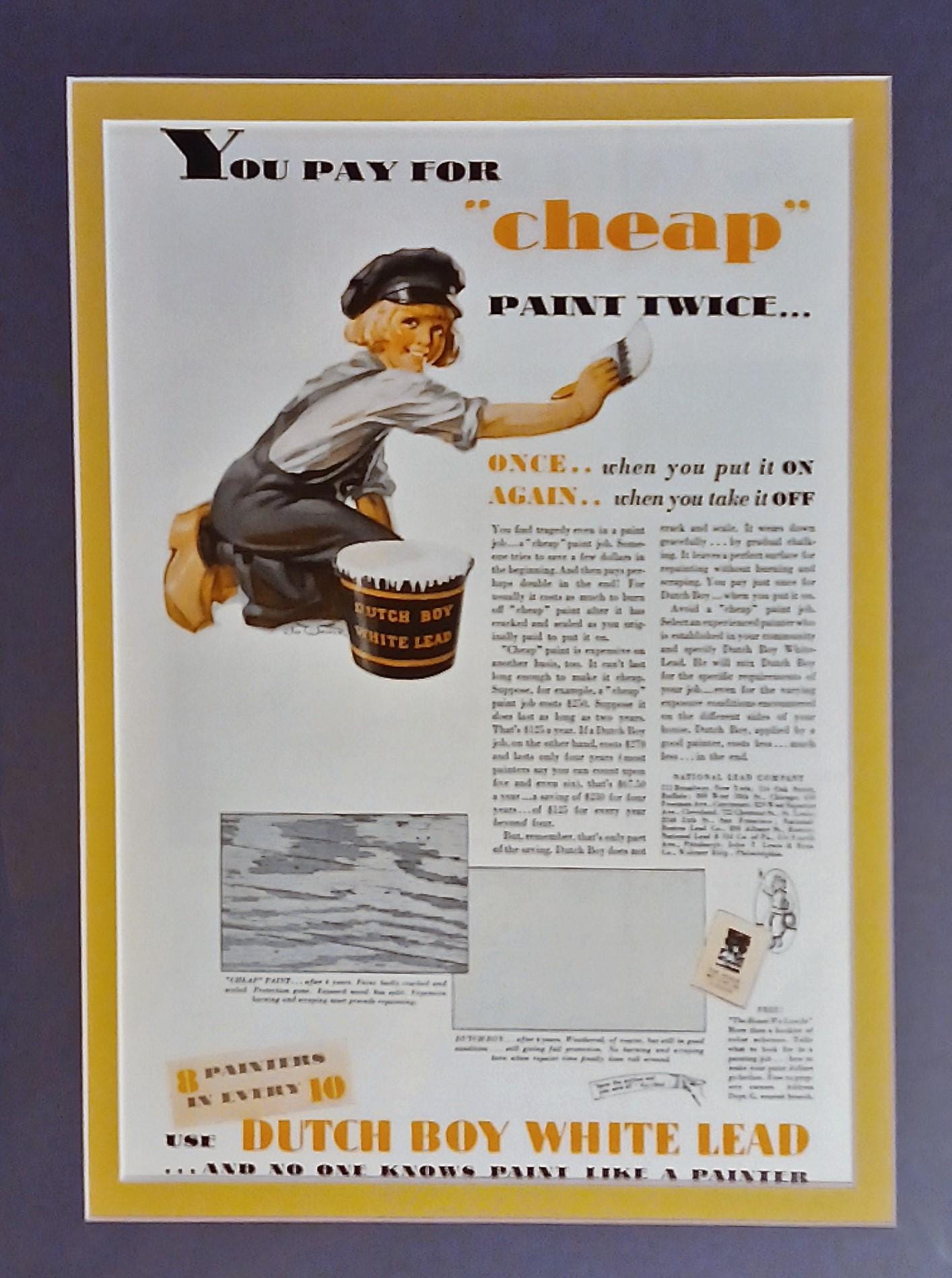1932 Dutch Boy Paint Ad Matted Vintage Print - Etsy