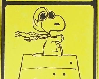 Impresión vintage de Peanuts, 8x10, con paspartú de Snoopy y el Barón Rojo de 1967