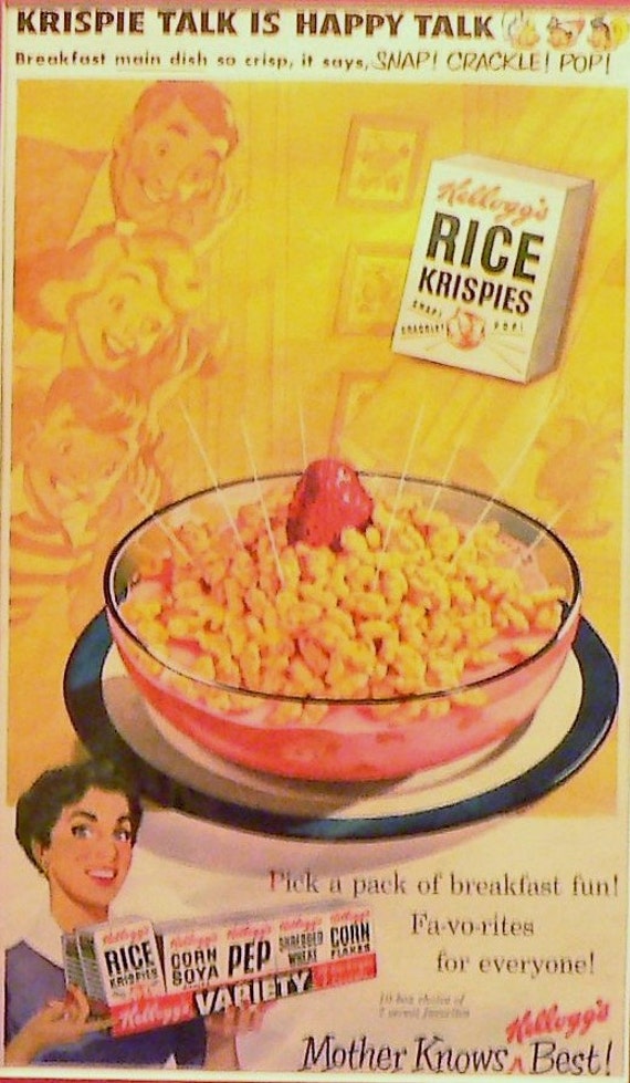 1950 Kellogg's Rice Krispies Ad Matted Vintage Print | Etsy