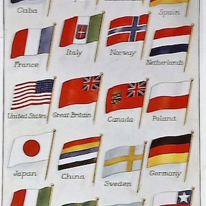 1931 Flags of Nations Matted Vintage 8x10 Print