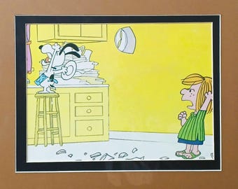 1968 Snoopy Charlie Brown Matted Vintage 8x10 Peanuts Print Peppermint Patty
