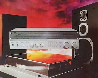 Sistema estéreo Hi-Fi MCS de 1982. Impresión vintage de 11x14 pulgadas con paspartú. RETRO.