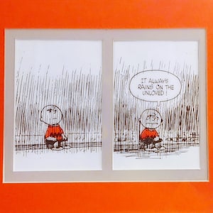 Impresión vintage de Peanuts de Charlie Brown de 1967, 8 x 10, con paspartú