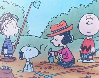 1988 Charlie Brown dans un jardin emmêlé vintage impression d'arachides 8 x 10