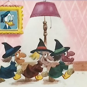 1951 Huey Dewey & Louie Halloween Matted Vintage Disney 8x10 Print