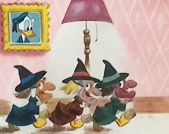 1951 Huey Dewey & Louie Halloween Matted Vintage Disney 8x10 Print