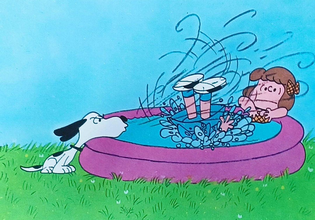 1968 Snoopy Swimming Pool Matted Vintage Peanuts 8x10 Print Charlie ...