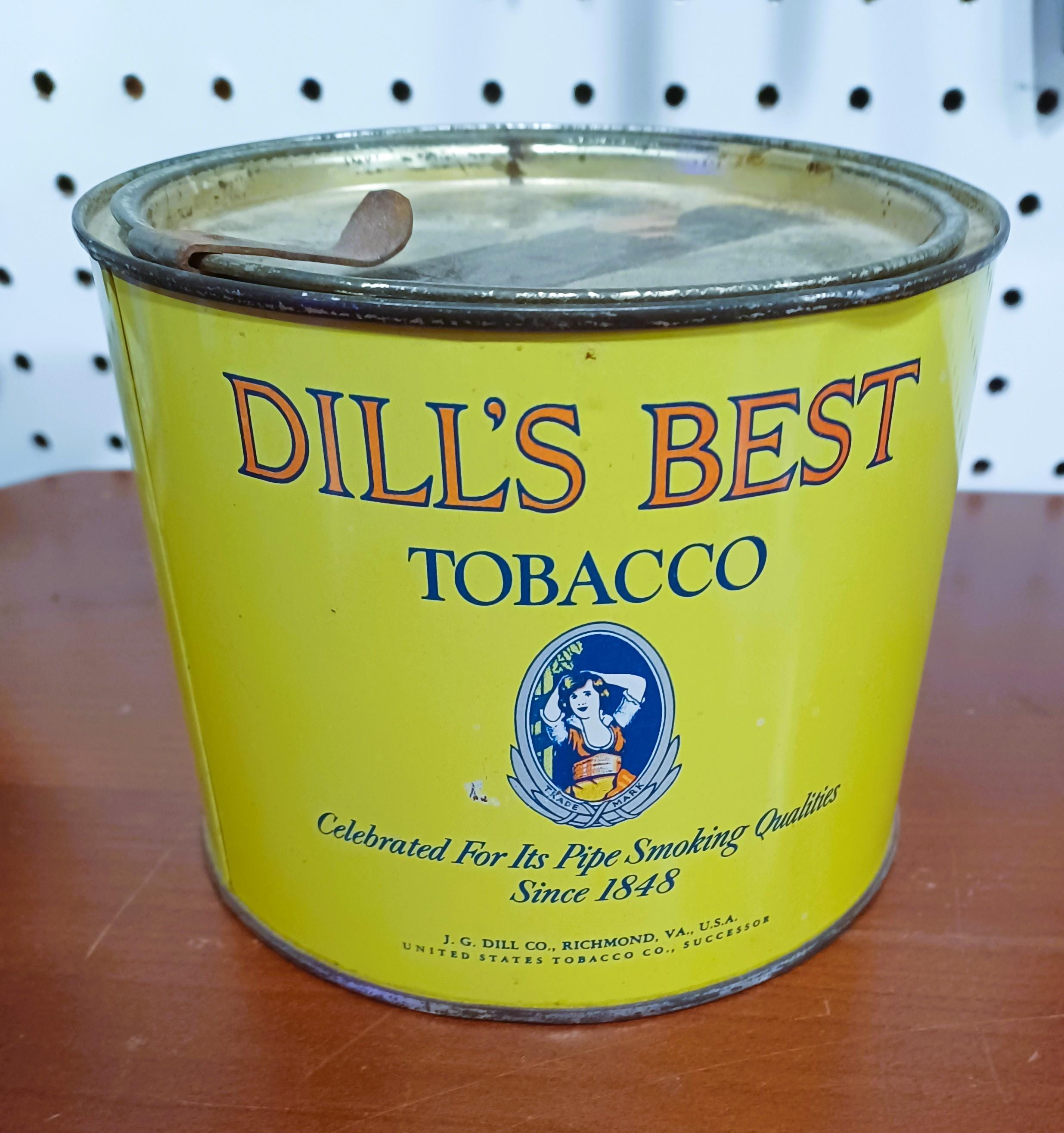 Dill's Tobacco Tin, Vintage Advertising Collectible