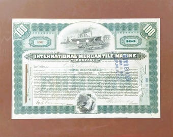 1920s Titanic Matted 11x14 Stock Certificate International Mercantile Marine