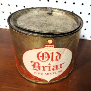 old briar tobacco tin Old Briar Tobacco Tin With Lid & Christmas Label