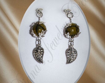 Boucles d’oreilles - Agate craquelée avec des accents plaqués argent