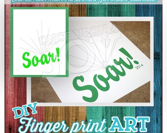 SOAR (Green) - DIY finger print art for gifting - Instant Download