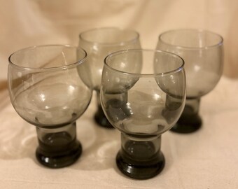 Bicchieri vintage Libbey Staccato grigio fumo – Bicchieri moderni di metà secolo – Set di 4