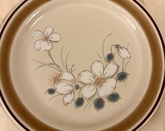 Vintage Hearthside „Water Colors Dawn“ Steingut Salatteller - Japan - Florale / blaue Blätter