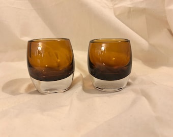 Crate & Barrel Diva Topaz Amber Glass Votive Candle Holders – Set of 2