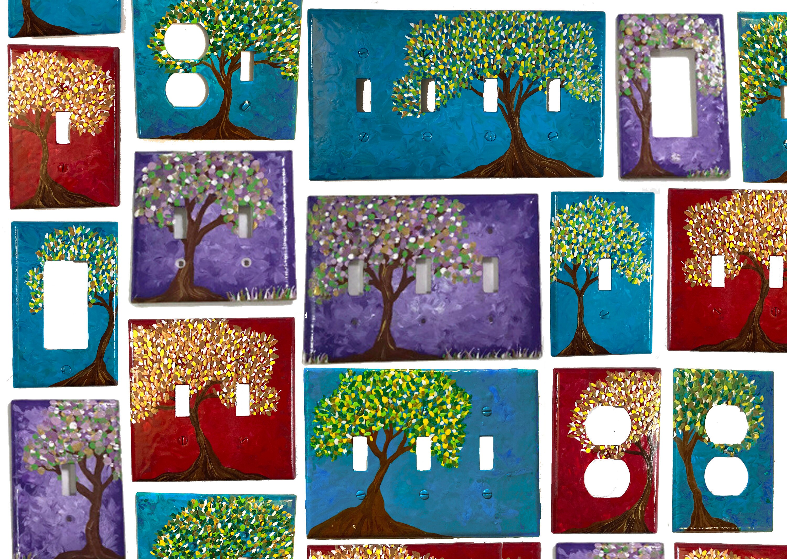 Whimsical Tree Switch Plates - custom size - spring and fall designs …