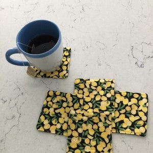 Fabric Coaster Set with Lemons