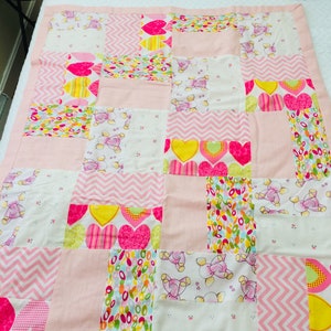 Tummy Time Blanket in Pink Block Patchwork