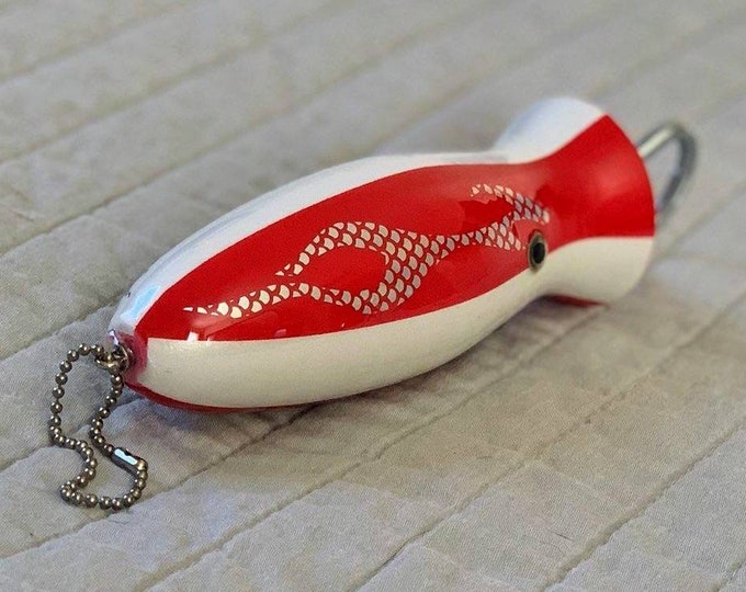 Wooden Fishing Lure Bottle Opener / Red & White Popper Style Etsy