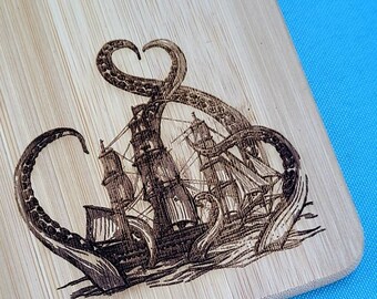 Bamboo Cutting Board - Kraken