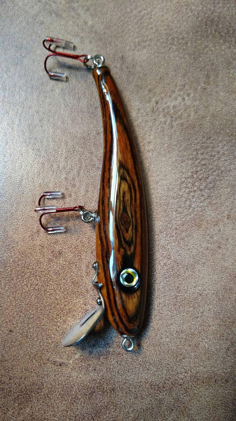 Wooden Fishing Lure / Barewood Zebra Minnow Diver / handmade | Etsy