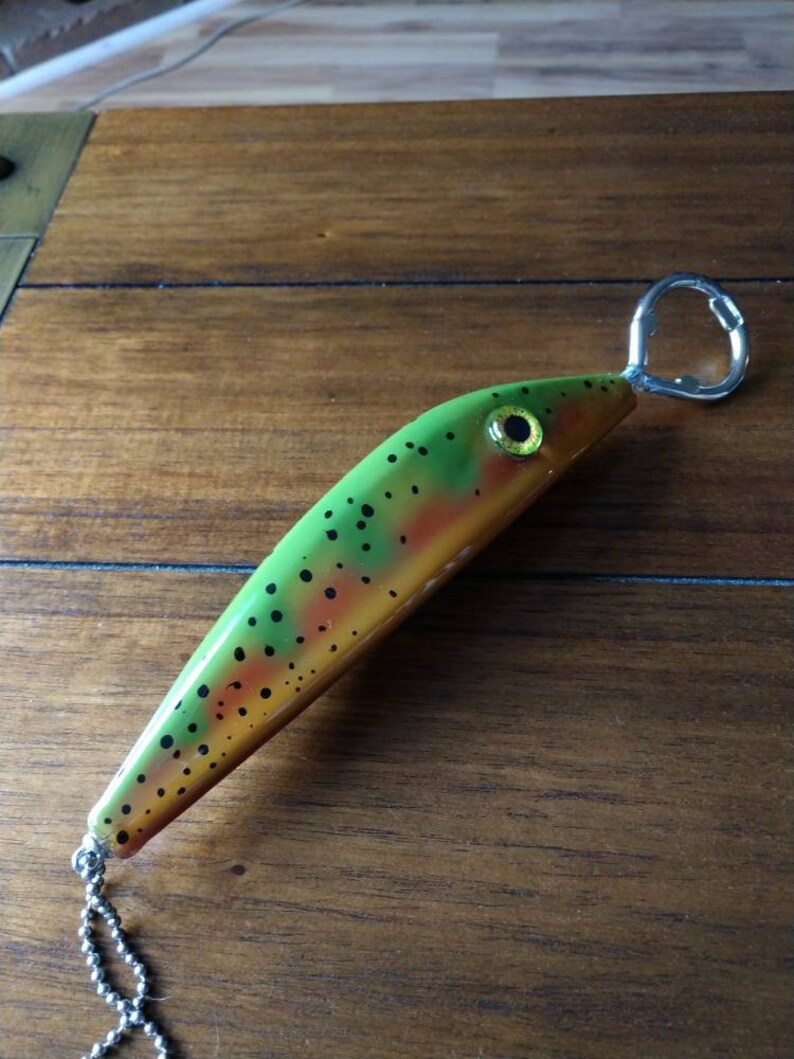 Wooden Fishing Lure Beer Bottle Opener Trout Themed Image 0