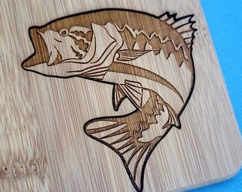 Bamboo Cutting Board - Fish detail - Bass