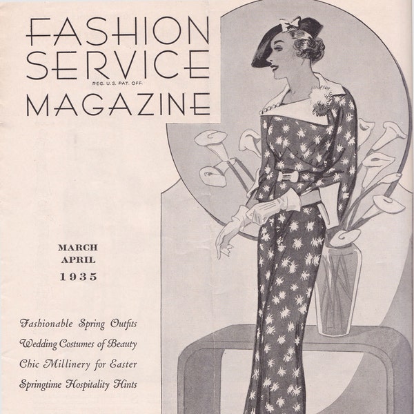 PDF Reproduction - 1935 March April - Fashion Service Magazine - Woman's Institute - Art Deco  - Instant Download