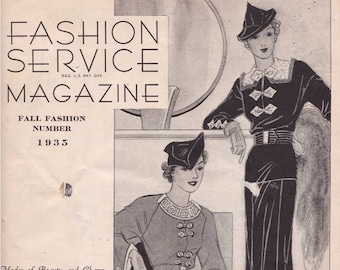 PDF Reproduction - 1935 - Fall Fashion Service - Woman's Institute - Instant Download
