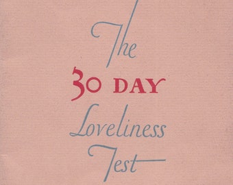 PDF Reproduction - 1930 - 30 Day Loveliness Test - 1930s Beauty and Grooming Guide - Instant Download