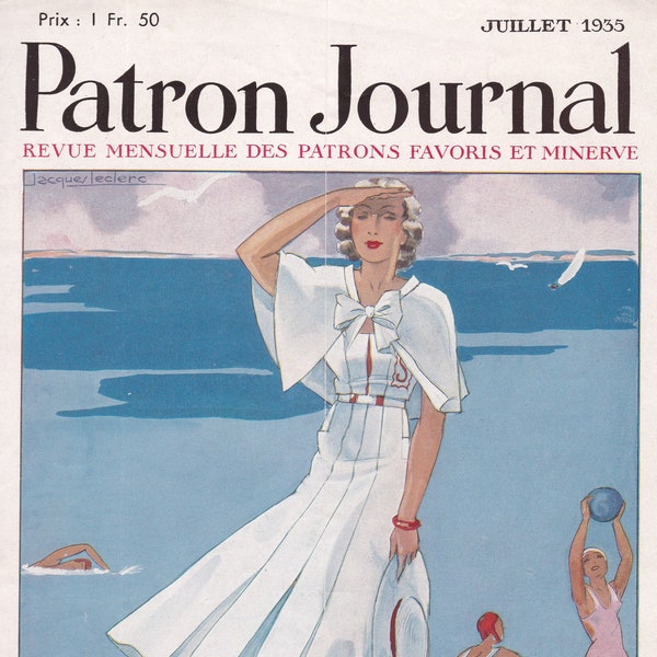 PDF Reproduction - 1935 July Patron Journal  - Vintage French Fashion Catalog - Patrons Favoris et Minerve - 1930s Style - Instant Download