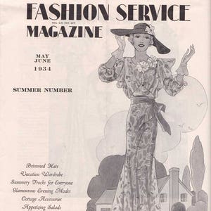PDF Reproduction - 1934 May June Summer Number Fashion Service - Woman&#39;s Institute - Instant Download