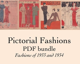 PDF Bundle - 1933 1934 Fashions - Four Pictorial Pattern Catalogs of Art Deco Era Fashions - PDF  - Instant Download