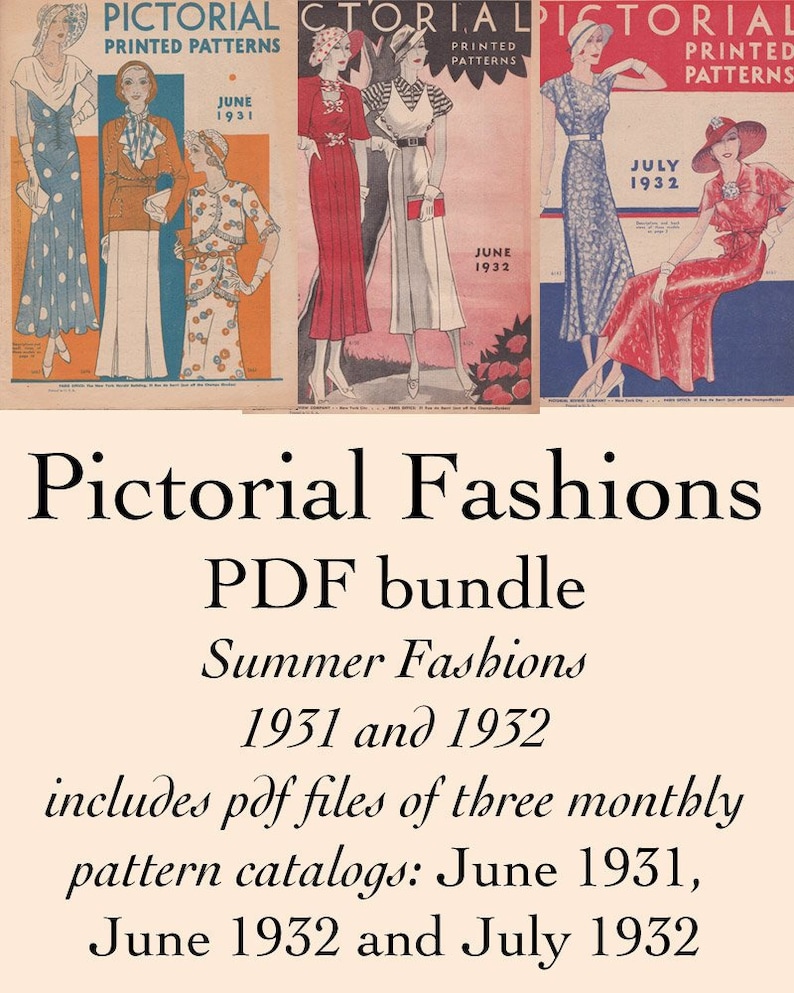 PDF Bundle 1931 1932 Summer Fashions Three Pictorial Pattern Catalogs of Art Deco Era Fashions PDF Instant Download image 1