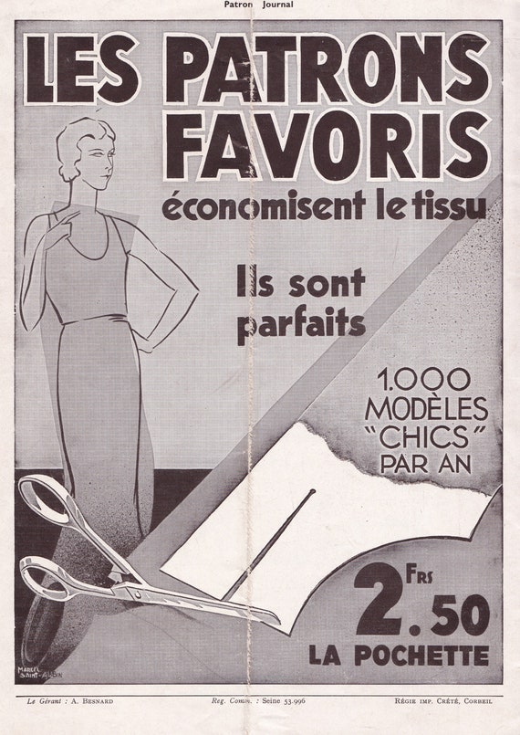 Patrons Favoris et Minerve Vintage French Fashion Catalog PDF Reproduction 1935 July Patron Journal 1930s Style