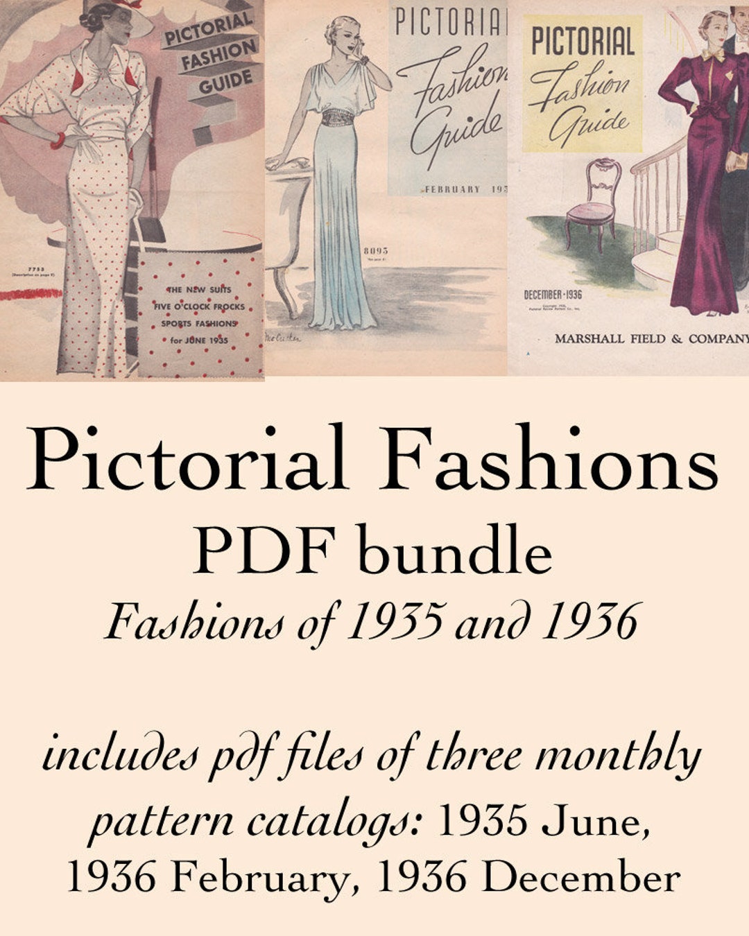 PDF Bundle 1935 1936 Fashions Three Pictorial Pattern - Etsy