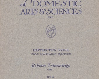 PDF Reproduction - 1921 - Ribbon Trimmings Part 1 107A Booklet - Woman's Institute Millinery Course - Instant Download
