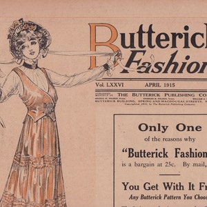 PDF Reproduction - 1915 April - Butterick Pattern Catalog Booklet - 1910s Fashion Titanic Era - Instant Download