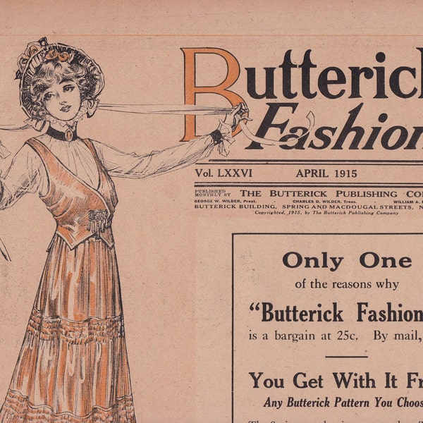PDF Reproduction - 1915 April - Butterick Pattern Catalog Booklet - 1910s Fashion Titanic Era - Instant Download