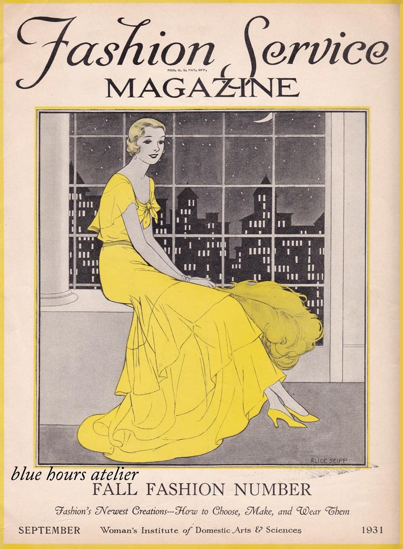 PDF Reproduction 1931 September Woman's Institute Fashion Service Magazine Art Deco Instant Download image 1