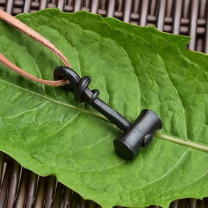 Forged steel Thor&#39;s hammer pendant variant, early viking age version. Sold with jewelry cord.