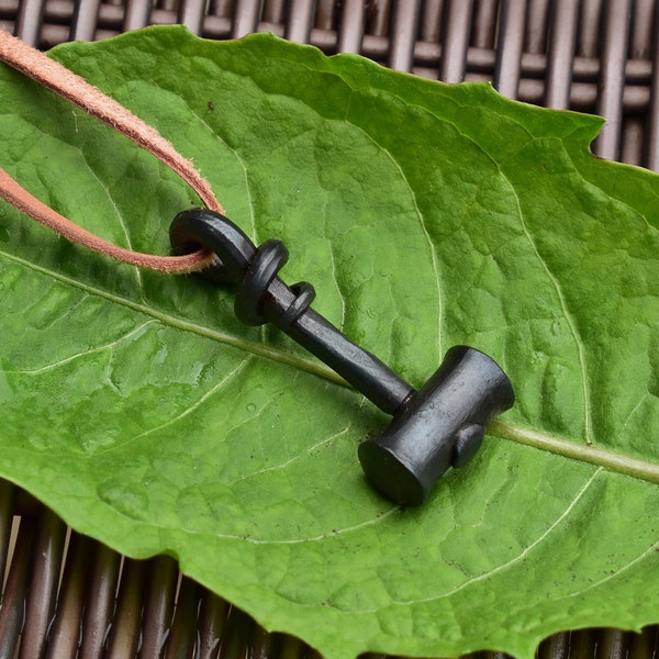 Forged steel Thor's hammer pendant variant, early viking age version. Sold with jewelry cord.