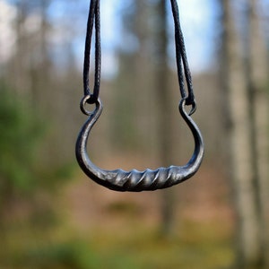 Hand Forged Viking Longship Necklace, supplied with jewelry cord