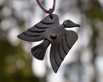 Forged Iron Viking Raven Pendant, sold with jewelry cord