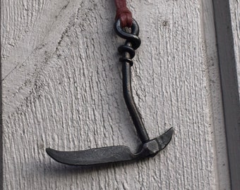 Hand Forged Grim Reaper's Scythe Pendant, comes supplied with jewelry cord