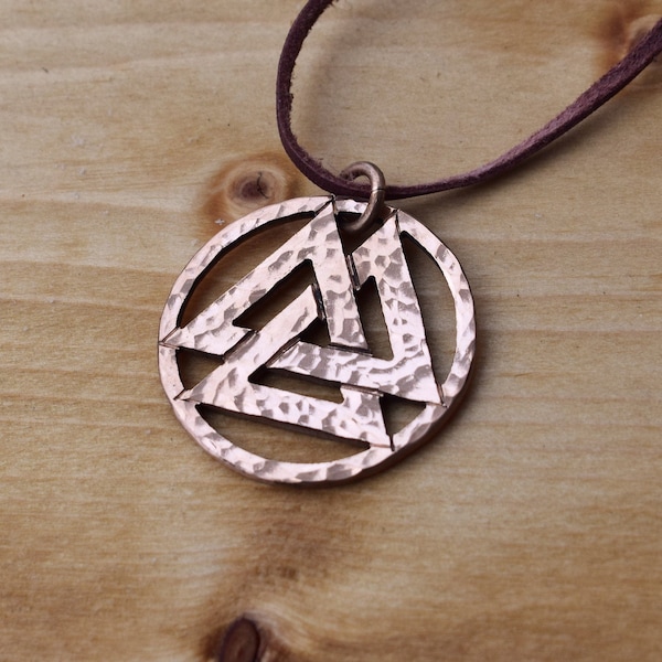 Bronze Valknut Viking Pendant, sold with jewelry cord